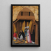 Saint Peter Martyr healing a young man's leg - Antonio Vivarini — framed artwork on a wall