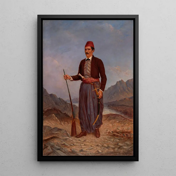 Albanian Man Painting - Antonio Zeno Shindler — framed artwork on a wall