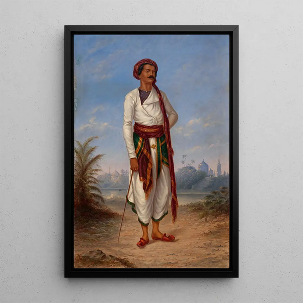 Indian Man Painting - Antonio Zeno Shindler — framed artwork on a wall