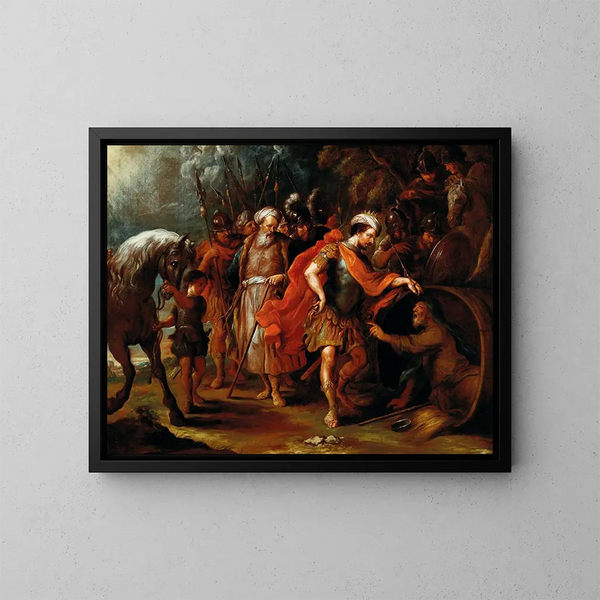 Diogenes and Alexander the Great - Antwerp School — framed artwork on a wall