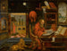 Sint-Jozef in zijn studeerkamer met de leeuw - School van Antwerpen — weergave van het kunstwerk