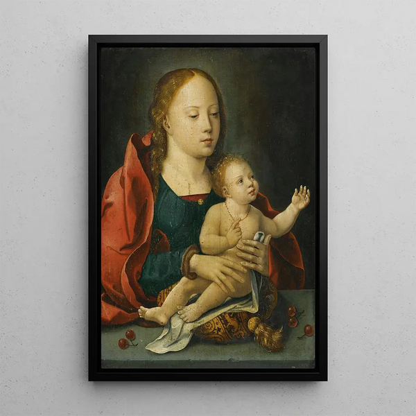 Virgin and Child Painting - Antwerp School — framed artwork on a wall