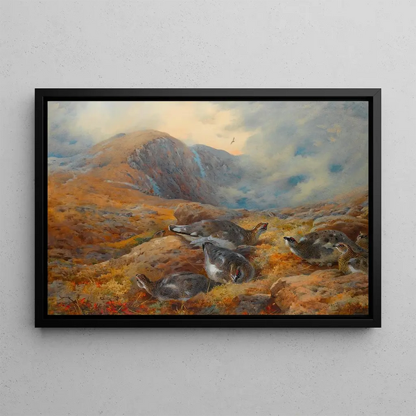 gevaar op hoogte, lagopède - Archibald Thorburn — ingelijst kunstwerk aan de muur
