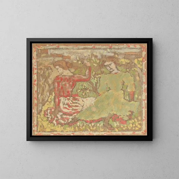 Deux jeunes femmes dans un verger - Aristide Maillol — framed artwork on a wall