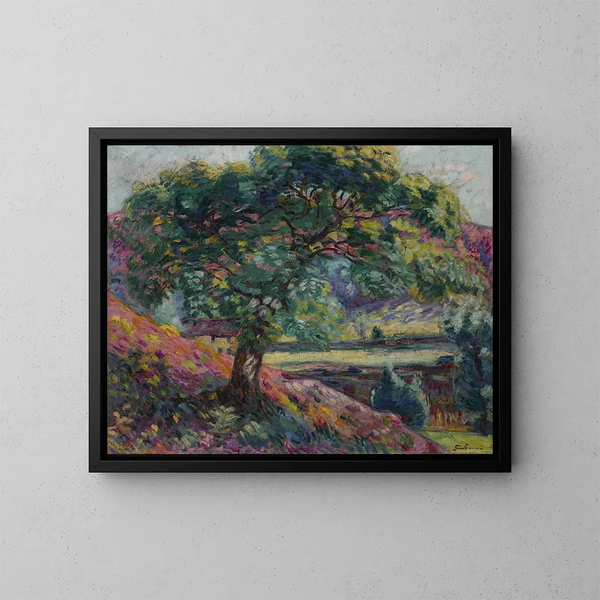 Trees in Île-de-France (Case Conflict) - Armand Guillaumin — framed artwork on a wall