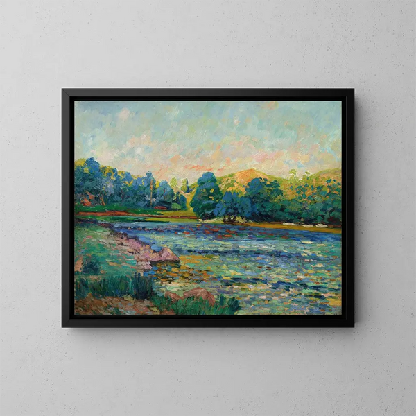 Riverbank Painting - Armand Guillaumin — framed artwork on a wall