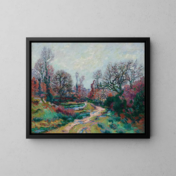 Path of the watering place after the rain - Armand Guillaumin — framed artwork on a wall