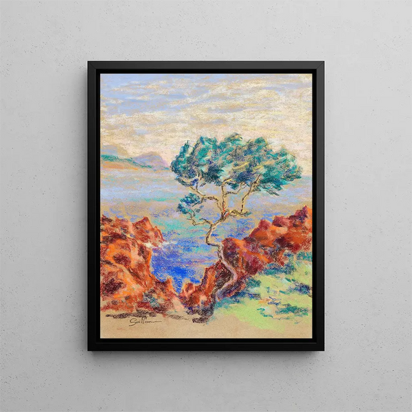 Le Trayas Landscape of the South - Armand Guillaumin — framed artwork on a wall