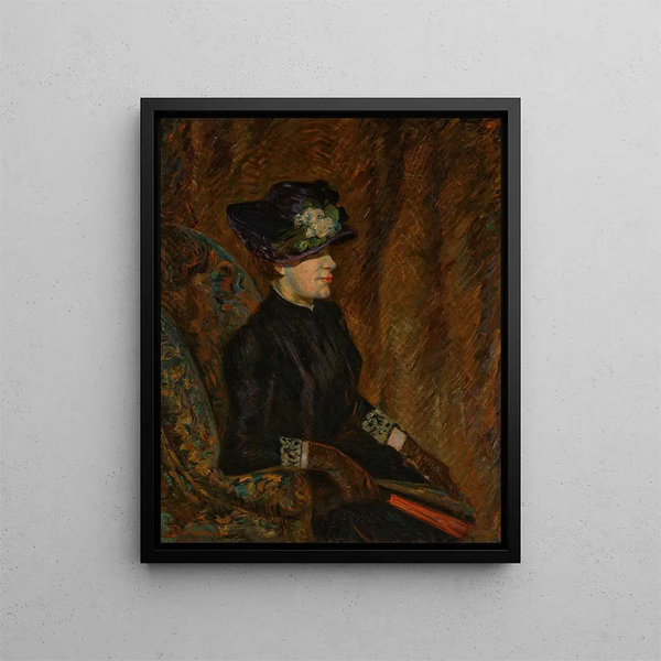 Madame Guillaumin with a fan - Armand Guillaumin — framed artwork on a wall