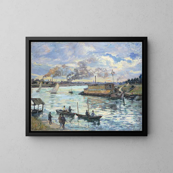 River Scene Painting - Armand Guillaumin — framed artwork on a wall