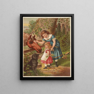 Armstrong Co Lith - Two young girls with horse and dog.webp