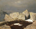 Landschapschilderij met gemzen - Arnold Böcklin — weergave van het kunstwerk