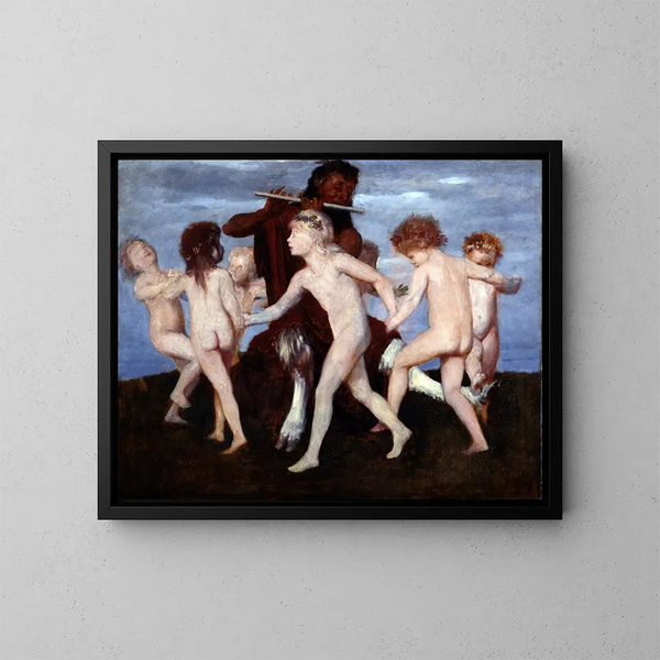 Pan dansant avec des enfants - Arnold Böcklin — ingelijst kunstwerk aan de muur
