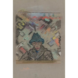 Arnold Peter WeiszKubnan - Bust of a Man in a Hat with Decorative Background.webp