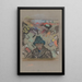 Bust of a man with a hat and decorative background - Arnold Peter Weisz-Kubínčan — framed artwork on a wall