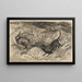 Hunting scene, hare and dog - Arnold Peter Weisz-Kubínčan — framed artwork on a wall