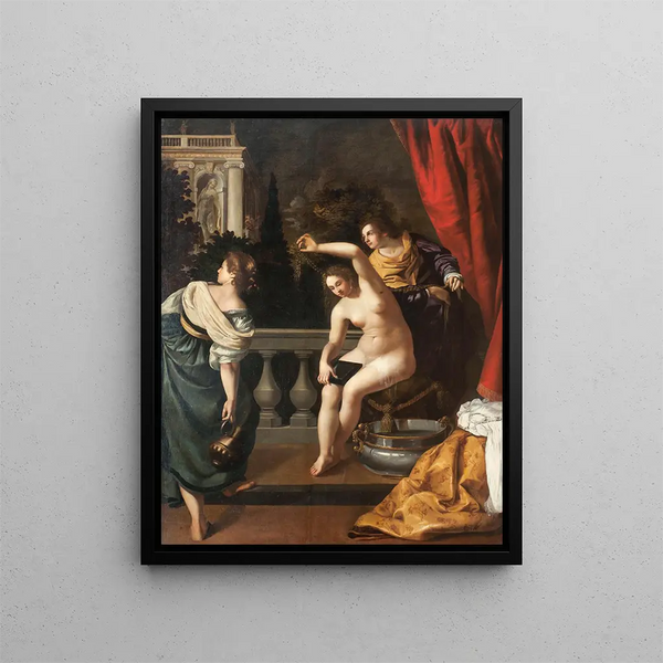 Bethsabée au bain - Artemisia Gentileschi — framed artwork on a wall