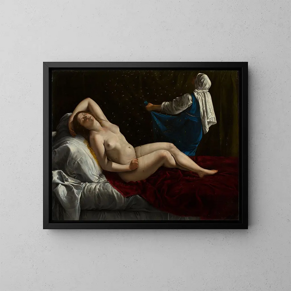 Dana - Artemisia Gentileschi — framed artwork on a wall