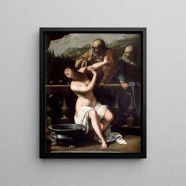 Suzanne et les vieillards - Artemisia Gentileschi — framed artwork on a wall