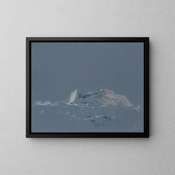 Vuurtoren van Bear Island - Arthur Bowen Davies — ingelijst kunstwerk aan de muur