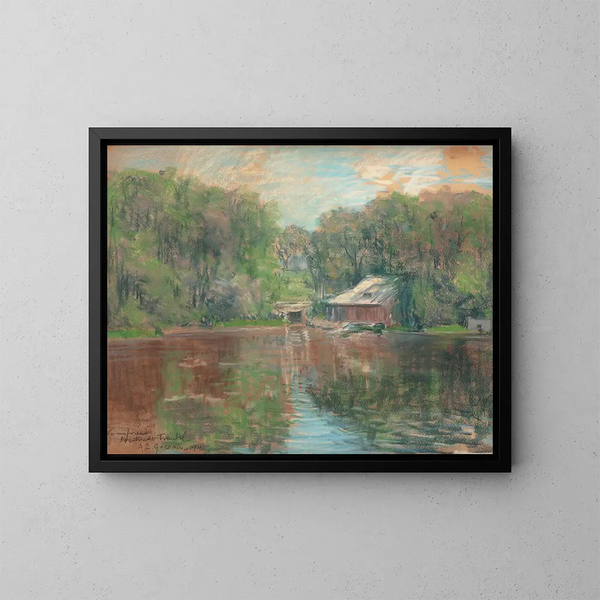 Building of Pleasure Craft by the Water - Arthur Clifton Goodwin — framed artwork on a wall