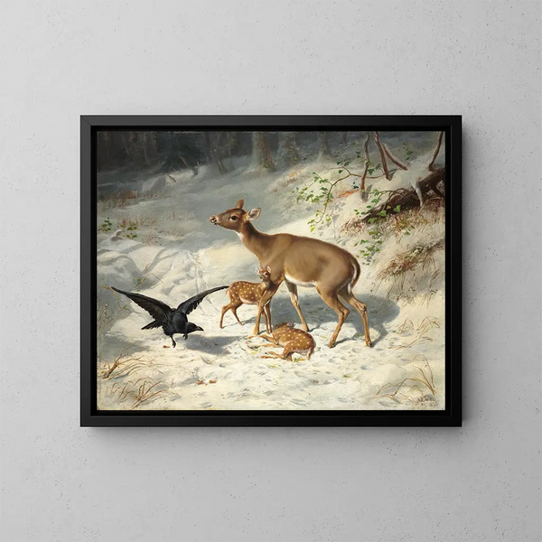 Sollicitude maternelle - Arthur Fitzwilliam Tait — framed artwork on a wall