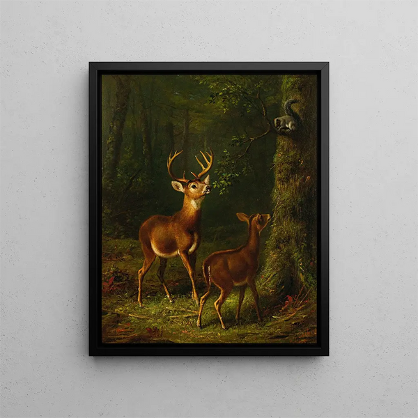 The Adirondacks Forest - Arthur Fitzwilliam Tait — framed artwork on a wall