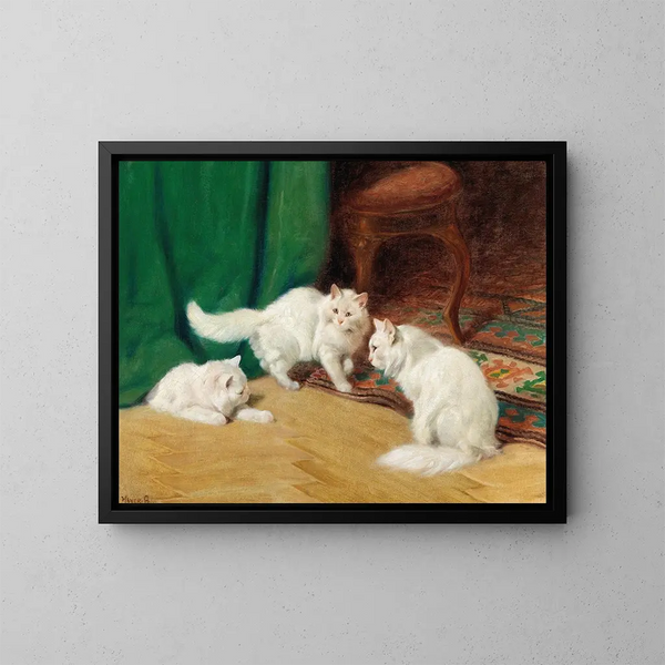 Conversation between the cats - Arthur Heyer — framed artwork on a wall