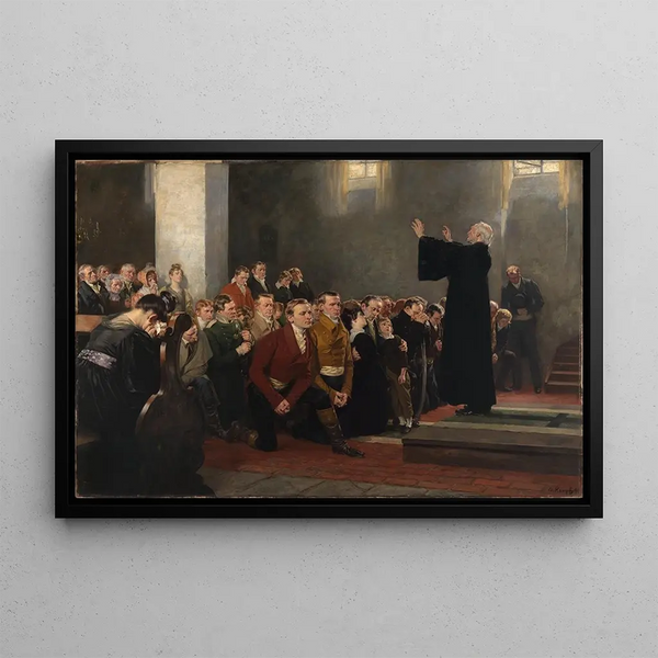 Arthur Kampf - Einsegnung von Ltzows Schwarzen Freiwilligen in der Kirche zu Rogau bei Zobten in Schlesien im Jahre 1813.webp