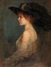 portret van een dame met een grote hoed met veren - Arthur von Ferraris — weergave van het kunstwerk