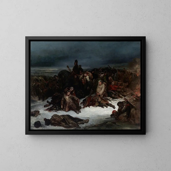 De retraite van het leger van Napoleon uit Rusland in 1812 - Ary Scheffer — ingelijst kunstwerk aan de muur