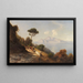 Italiaanse kustlandschap schilderij met op de achtergrond de bergen van Capri - Ascan Lutteroth — ingelijst kunstwerk aan de muur
