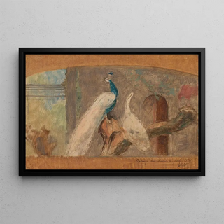 August Alleb - Ontwerp voor een dessusdeporte tak met pauw en andere vogels.webp