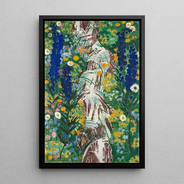 Reproductie van het schilderij Bloemen aan de rand van de beek - August Babberger