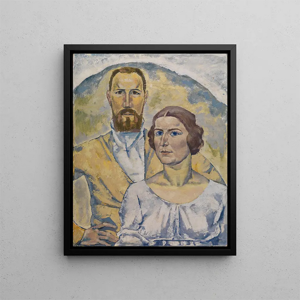 Zelfportret van de kunstenaar met zijn vrouw - August Babberger — ingelijst kunstwerk aan de muur