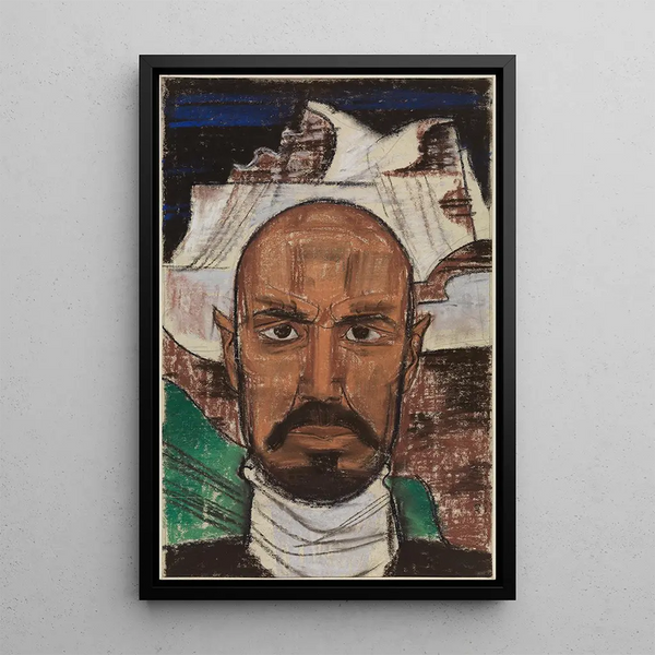 Zelfportret met jachthoorn - August Babberger — ingelijst kunstwerk aan de muur