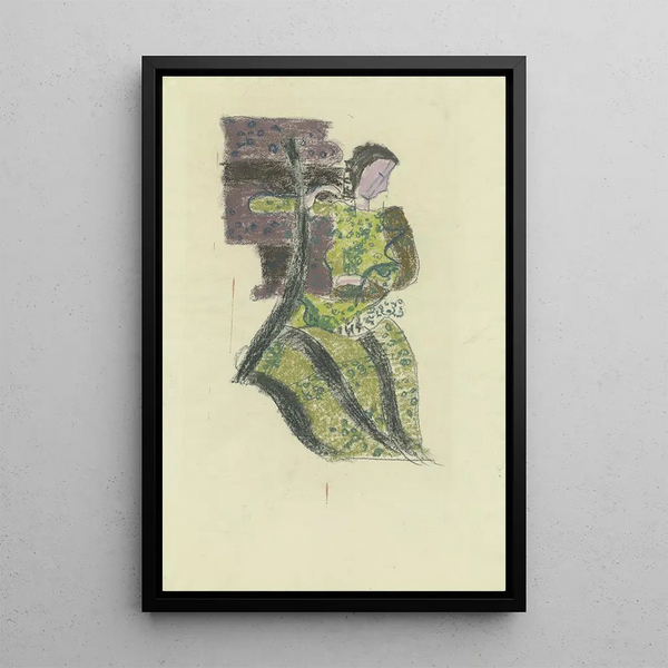 Vrouwelijk figuur naar rechts - August Babberger — ingelijst kunstwerk aan de muur
