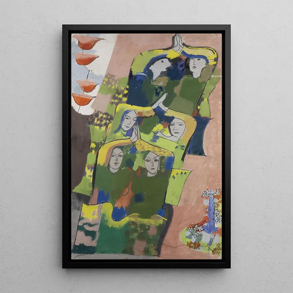 Reproductie van het schilderij Vrouwen op het platteland - August Babberger