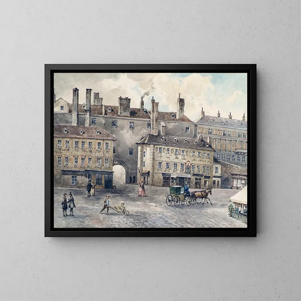De Albertinaplein met het huis van Andreas Hofer in Wenen - August Gerasch — ingelijst kunstwerk aan de muur