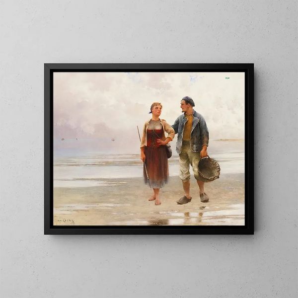 Reflections on the Beach - August Hagborg — framed artwork on a wall