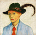 Jonge met hoed met veren - August Macke — weergave van het kunstwerk