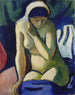 Naakte meisje met sjaal - August Macke — weergave van het kunstwerk