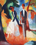 De mensen aan de rand van het blauwe meer - August Macke — weergave van het kunstwerk