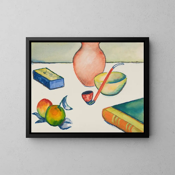 Natuurstudie met pijp en appels - August Macke — ingelijst kunstwerk aan de muur