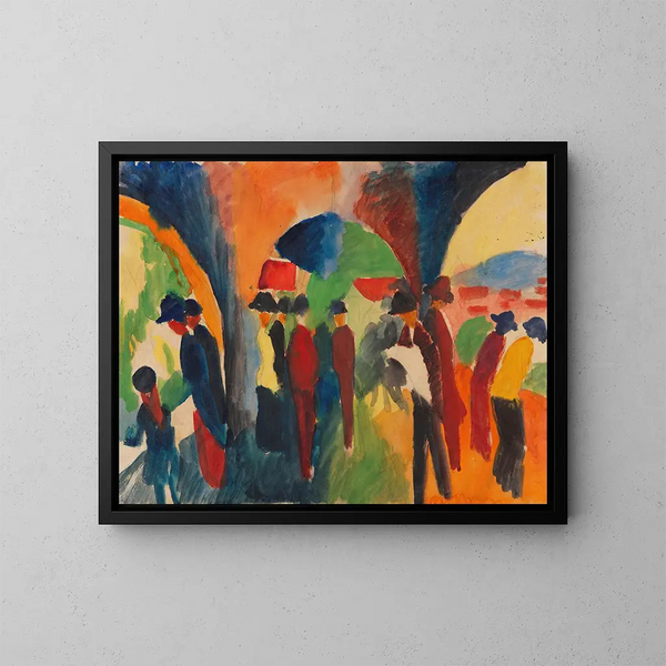 Onder de arcades van Thun, een promenade-motief - August Macke — ingelijst kunstwerk aan de muur
