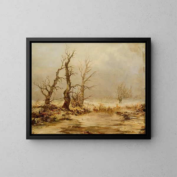 Winter Landscape Painting - August Piepenhagen — framed artwork on a wall
