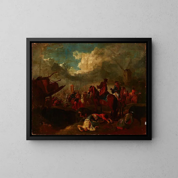 Battle Scene - August Querfurt — framed artwork on a wall