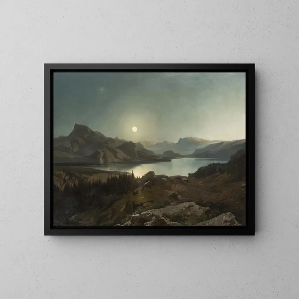 Alpine Lake Painting - August Schaeffer von Wienwald — framed artwork on a wall
