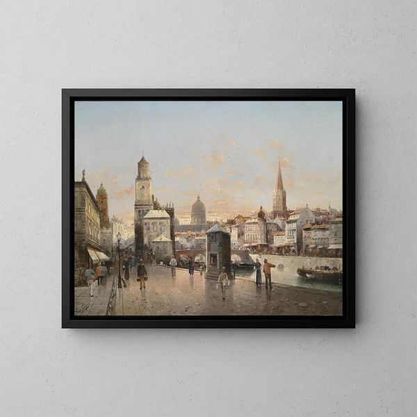 Uitzicht op de stad - August von Siegen — ingelijst kunstwerk aan de muur