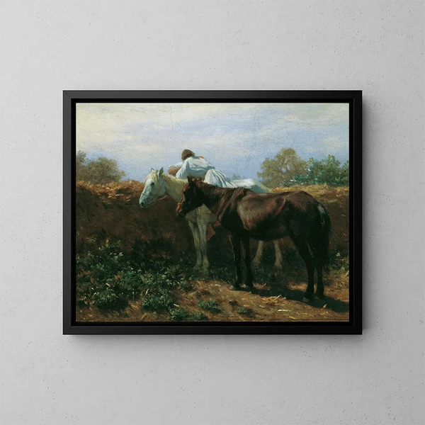 De Kus I - August von Pettenkofen — ingelijst kunstwerk aan de muur